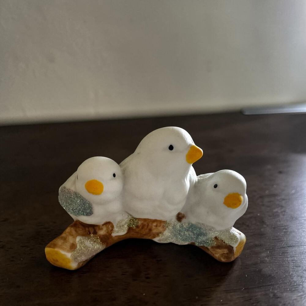 Vintage JSNY Weather Predicting Birds Figurine Color Changing Porcelain
